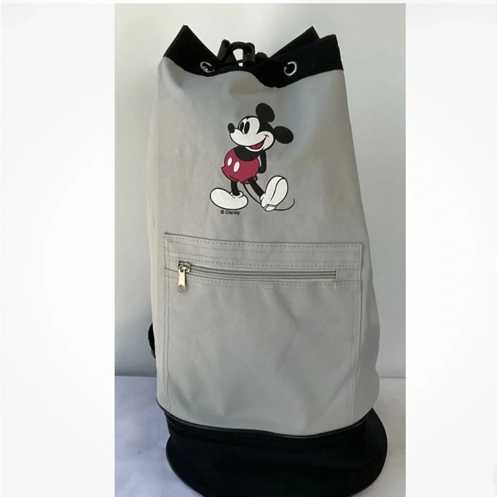 Disney Mickey Mouse Gray and Black Canvas Duffel Bag